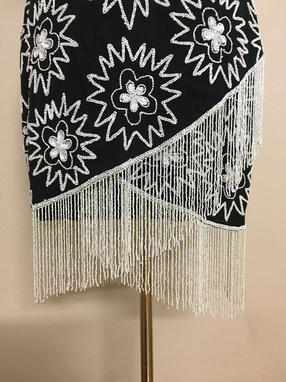 Vintage Scala Black White Pop Art Floral Fringe B… - image 6