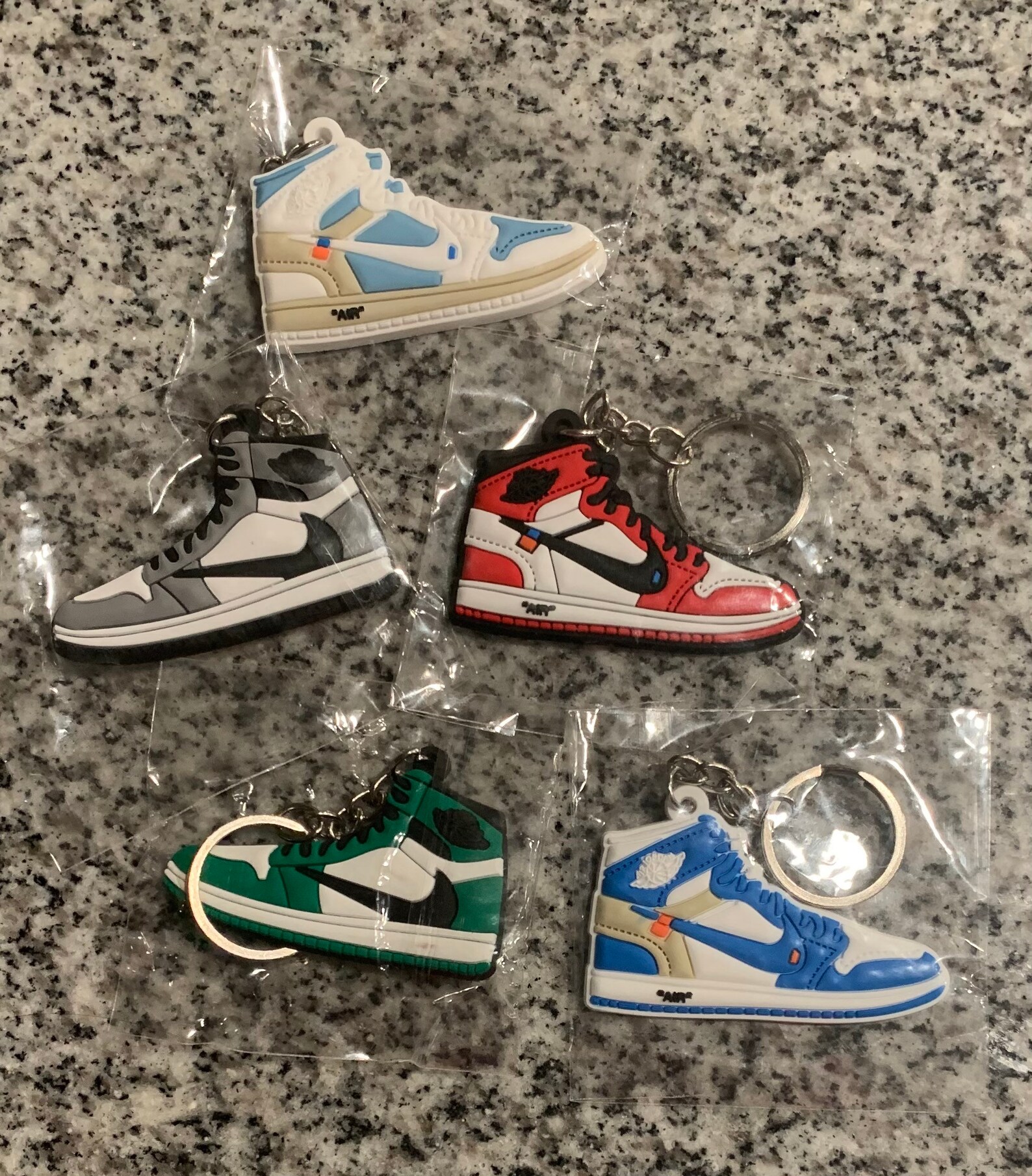 Jordan 1 3D sneaker Keychains Off white Unc Travis Scott Etsy