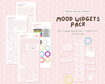 Paquete de widgets de estado de ánimo / Pegatinas digitales para Goodnotes / Widgets funcionales y bonitos para planificadores digitales / iPad y Android / Sugar Petal