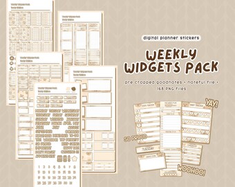 Teddy Digital Weekly Planner Stickers: GoodNotes Widgets (168 PNGs)
