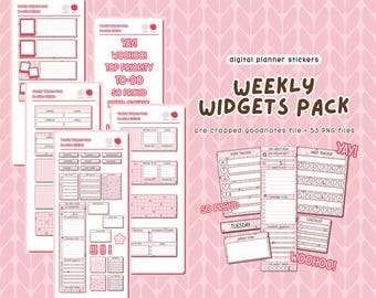 Paquete de widgets semanales / Pegatinas digitales para Goodnotes / Lindos widgets funcionales para planificadores digitales / iPad y Android / Edición especial