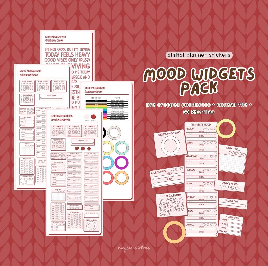 Mood Widgets Pack | Digital Stickers for Goodnotes | Cute Functional ...