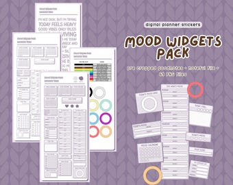Paquete de widgets de estado de ánimo / Pegatinas digitales para Goodnotes / Widgets funcionales y bonitos para agendas digitales / iPad y Android / Lavender Haze