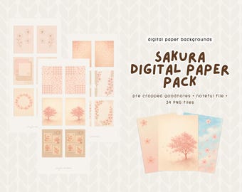 Paquete de papel digital Sakura / Pegatinas digitales para Goodnotes / Fondos de papel bonitos para agendas digitales / iPad y Android