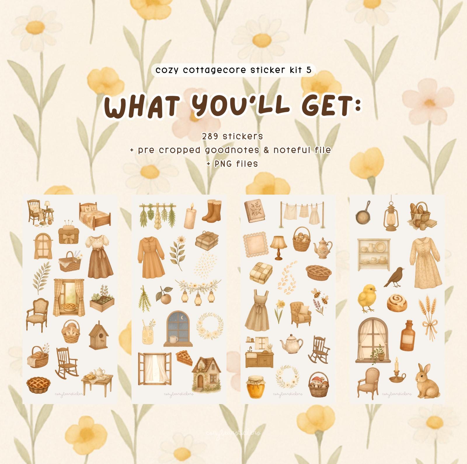 Cozy Cottagecore Sticker Kit 5: Digital Planner Stickers (goodnotes ...