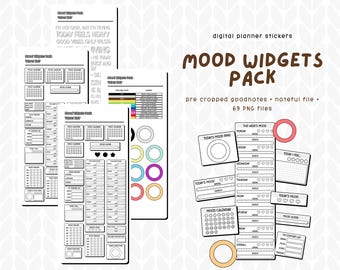 Paquete de widgets de estado de ánimo / Pegatinas digitales para Goodnotes / Widgets funcionales y bonitos para agendas digitales / iPad y Android / Velvet Noir