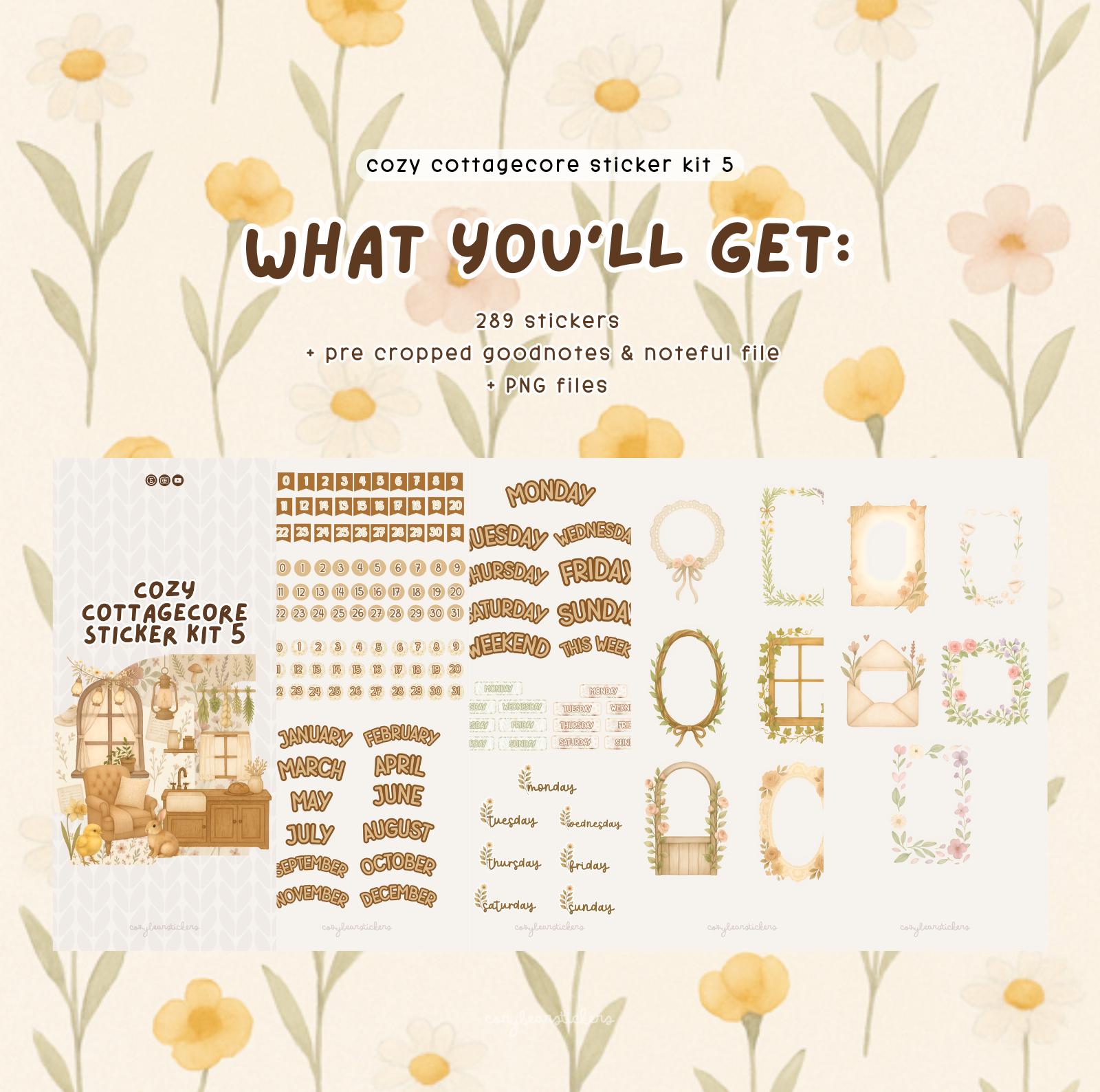 Cozy Cottagecore Sticker Kit 5: Digital Planner Stickers (goodnotes ...