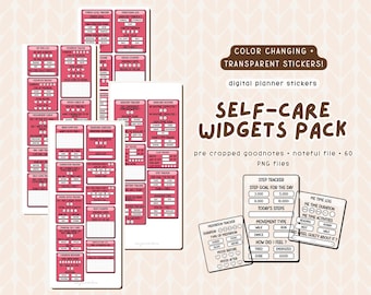 Self-Care Widgets Pack | Digital stickers for Goodnotes | Cute Functional widgets for digital planners | iPad & Android | Color Changing