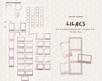 Marcos de fotos adhesivos de lilas: decoraciones para agendas digitales (Goodnotes, Noteful)