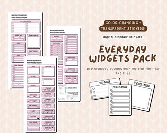Everyday Widgets Pack | Digital stickers for Goodnotes | Cute Functional widgets for digital planners | iPad & Android | COLOR CHANGING