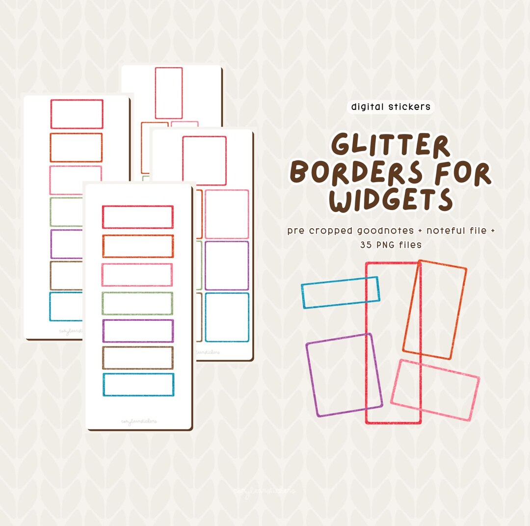 Notebook Border Sticker Glitter Borders: Digital Stickers for Goodnotes & Noteful (35 Pngs) - Etsy