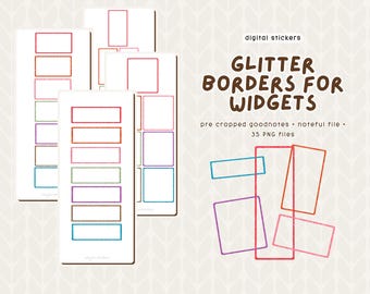 Bordes brillantes: pegatinas digitales para GoodNotes y Noteful (35 PNG)
