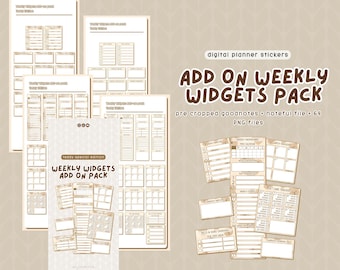 Widgets de planificador semanal de Teddy: pegatinas digitales para Goodnotes y Noteful (PNG)