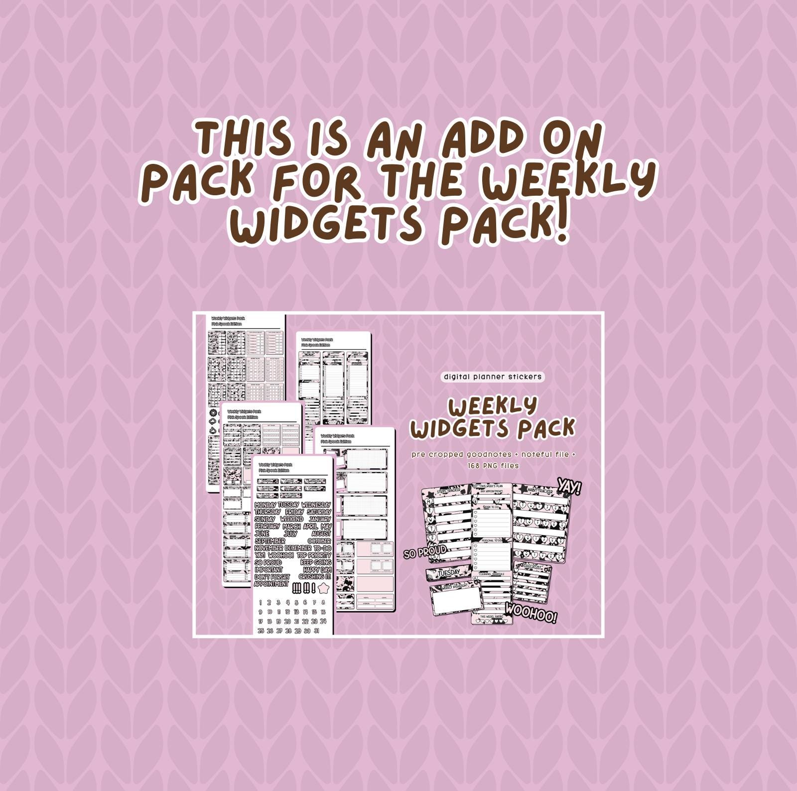 Pink Spook Deluxe Weekly Widgets Pack ADD ON + PNGS & Noteful File - Etsy