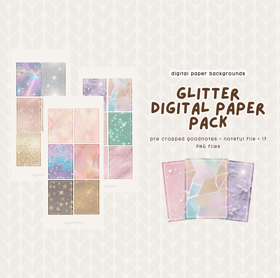 Glitter Digital Paper Pack | Digital Stickers for Goodnotes | Cute ...