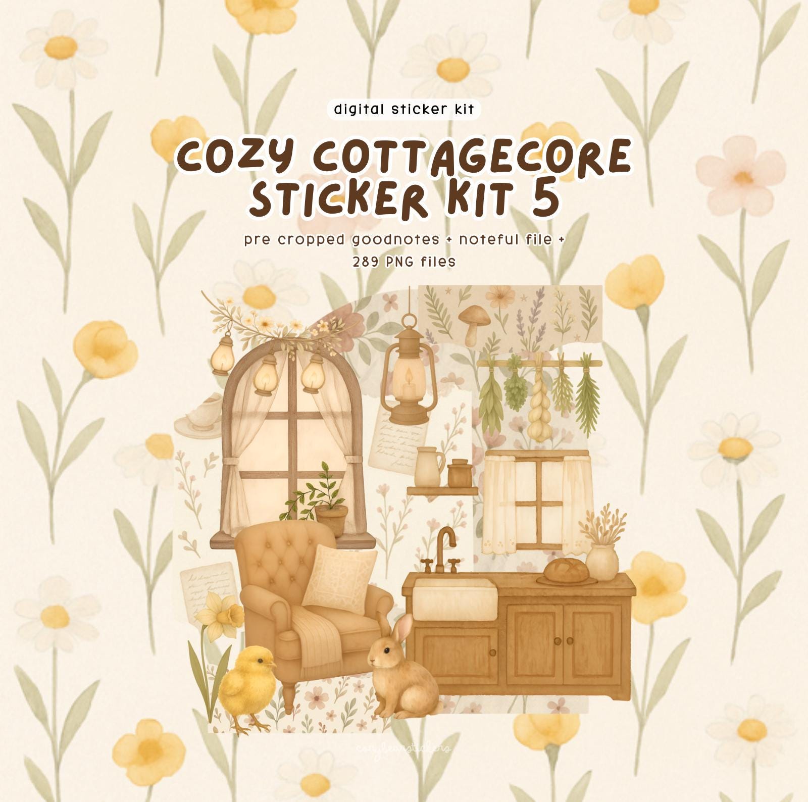 Cozy Cottagecore Sticker Kit 5: Digital Planner Stickers (goodnotes ...