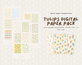 Tulips Digital Paper Pack | Digital stickers for Goodnotes | Cute Paper Backgrounds for digital planners | iPad & Android