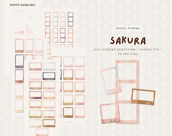 Pegatinas para marcos de fotos Sakura: Decoraciones para agendas digitales (Goodnotes, Noteful)