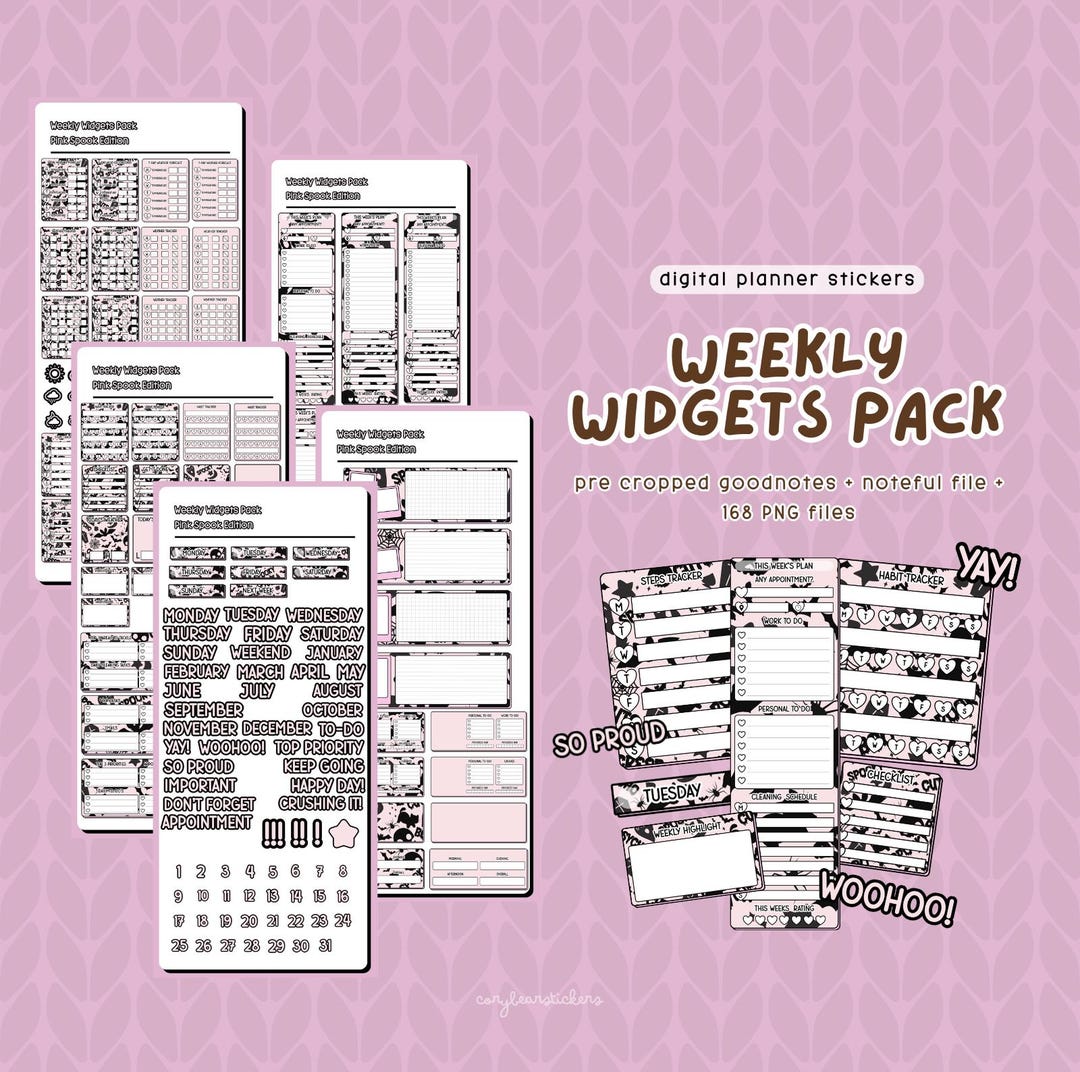 Pink Spook Weekly Deluxe Widgets Pack + PNGS & Noteful File - Etsy