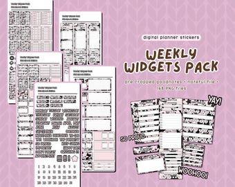 Paquete de widgets semanales Deluxe de Pink Spook + PNG y archivo Noteful