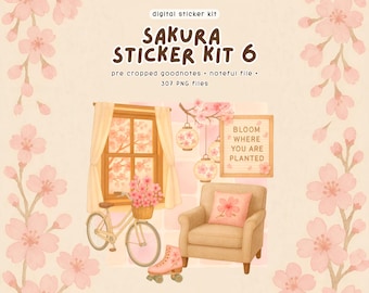 Kit de pegatinas Sakura Dreams: pegatinas florales para agenda digital (GoodNotes, Noteful)