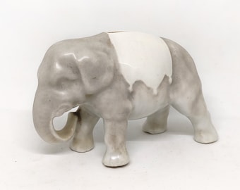 Mooie Art Deco olifant spaarpot porseleinen beeldje antieke grijze olifant keramische sculptuur spaarbank verzamelobject kind cadeau idee