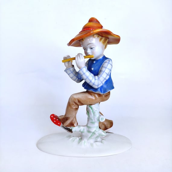 Rare Vintage Metzler & Ortloff Porcelain Figurine Boy With the Flute  Sitting on a Tree Stump Antique Collectible Item Germany Art Deco 1930 -  Etsy