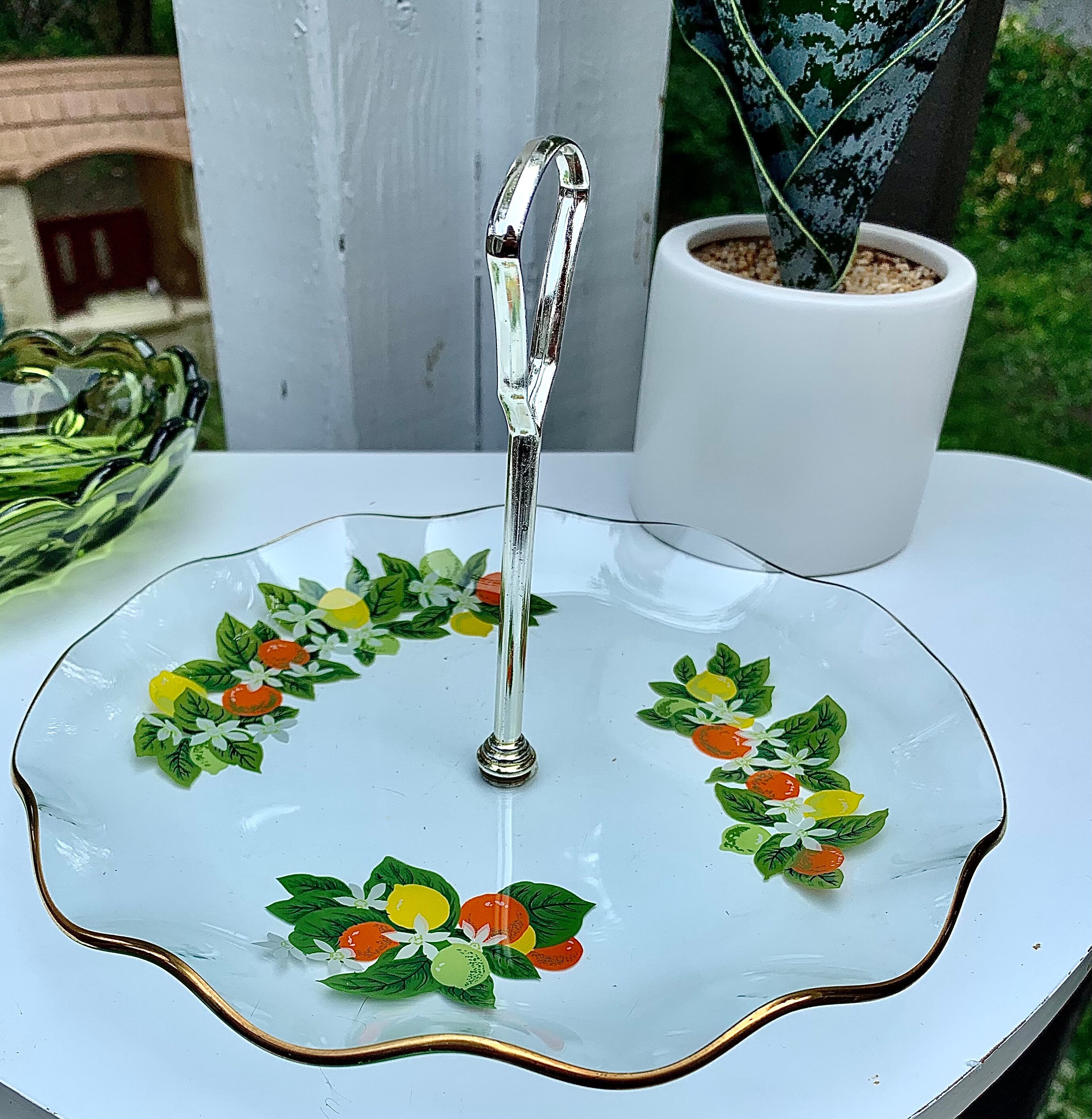 MidCentury Modern Tidbit Serving Tray with Handle Vintage Etsy