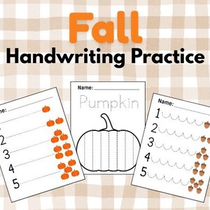 Fall Handwriting Practice for Kids - Preschool Tracing Worksheets - Pre-K Letter Tracing Practice - Pumpkin Craft Pintables