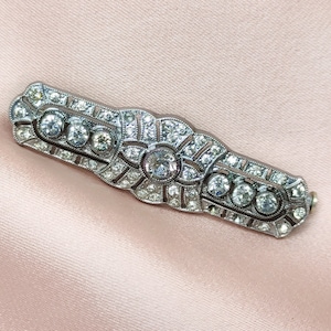 Art Deco Jazz Age Rhinestone Brooch 1930s Gatsby Crystal Diamante Geometric Diamond Paste Statement Costume Jewelry Christmas Gift for Her