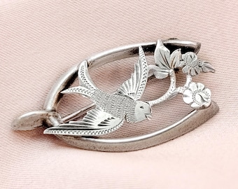 ツバメ 1889 アンティーク ビクトリア朝 シルバー 幸運のブローチ