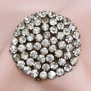 Large Sparkly Antique Late Victorian/Edwardian Clear Paste Round Fichu Lace Pin Diamond Cut Foiled Back Paste Brooch Collectors Gift Her