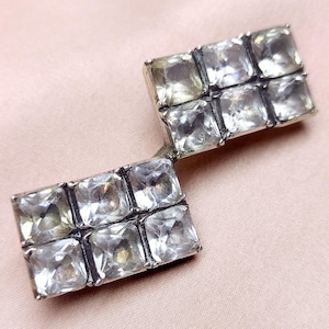 Large Antique Georgian Silver Black Dot Paste Glass Brooch Pin French Cut Glass Paste Stones Culet Statement Piece Collectors Gift c. 1830c