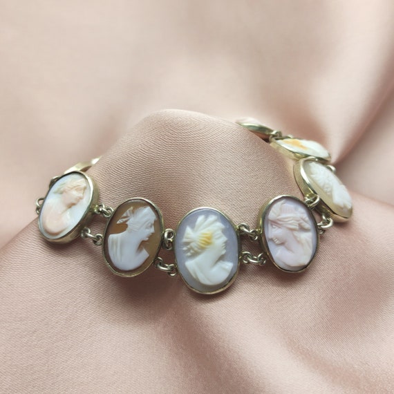 Victorian Grand Tour Hand Carved Shell Cameo Brac… - image 5