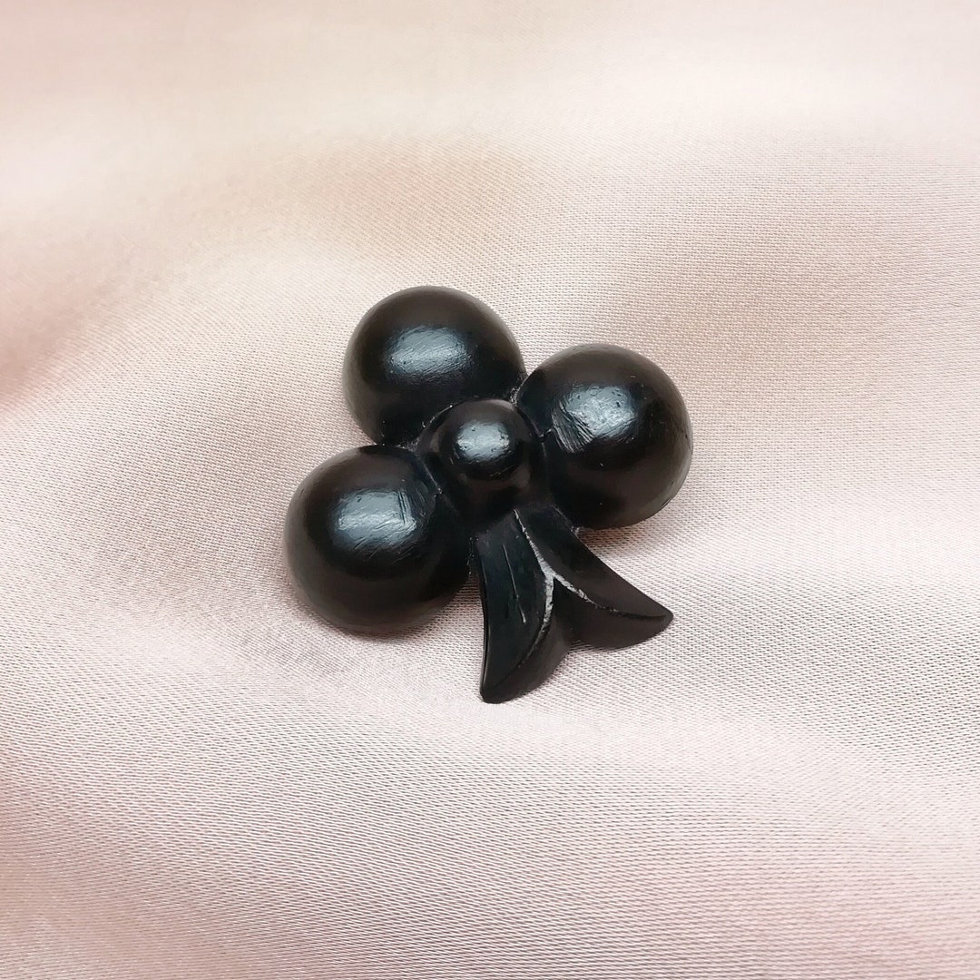 Broche De Deuil Noire Antique En Bakélite - Bijou Vintage Et Collection - Occasion
