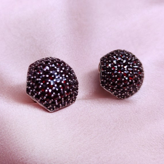Sensual Garnet Raspberry Earrings Rose Gold Gilde… - image 4