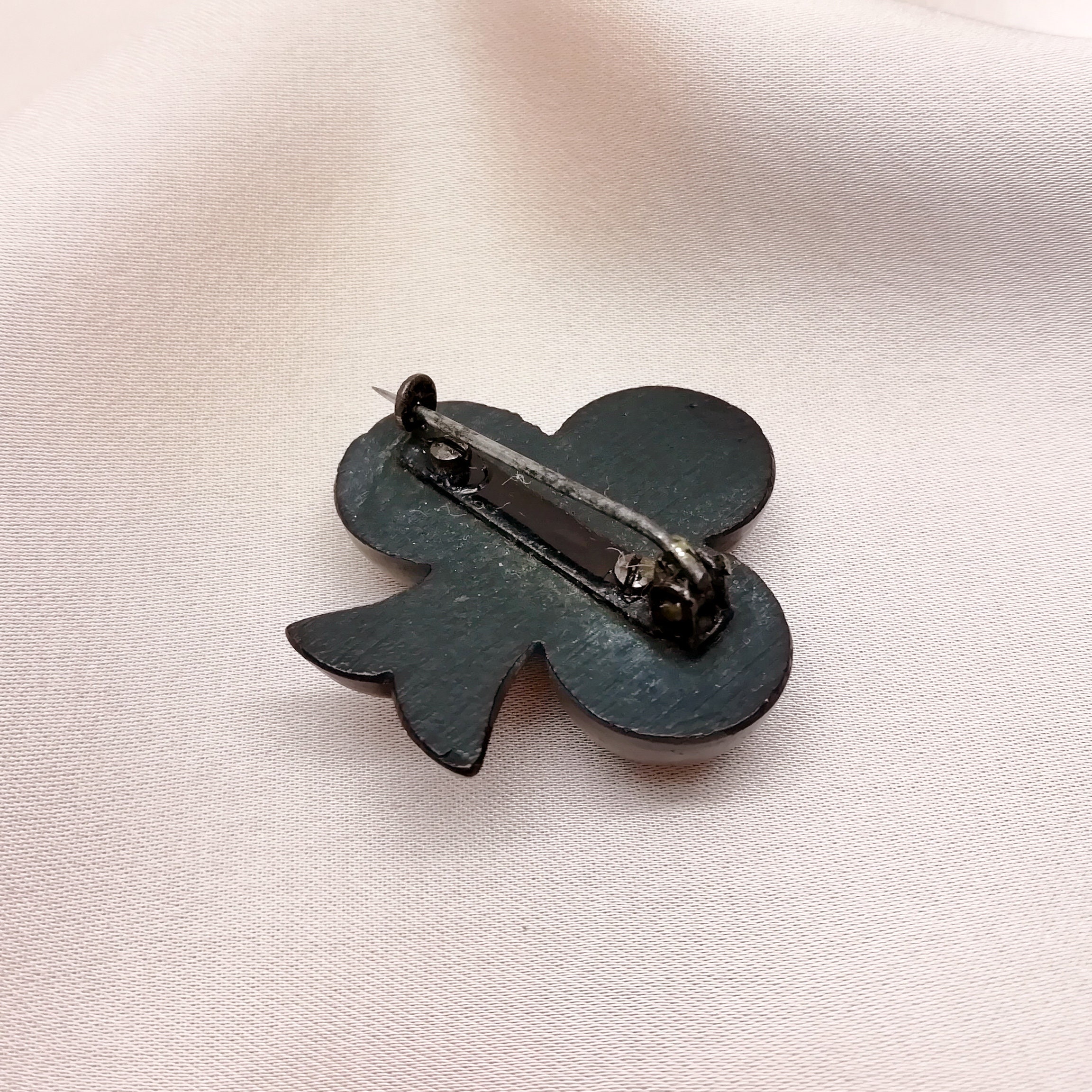 Broche De Deuil Noire Antique En Bakélite – Style Vintage – Bijou D'Époque