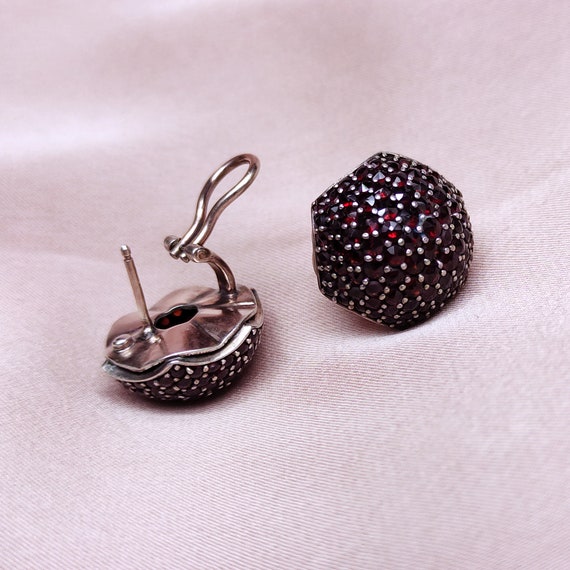 Sensual Garnet Raspberry Earrings Rose Gold Gilde… - image 3