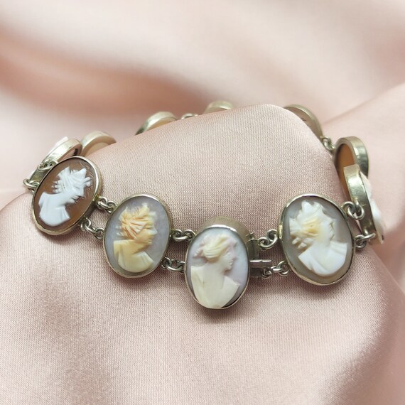 Victorian Grand Tour Hand Carved Shell Cameo Brac… - image 3