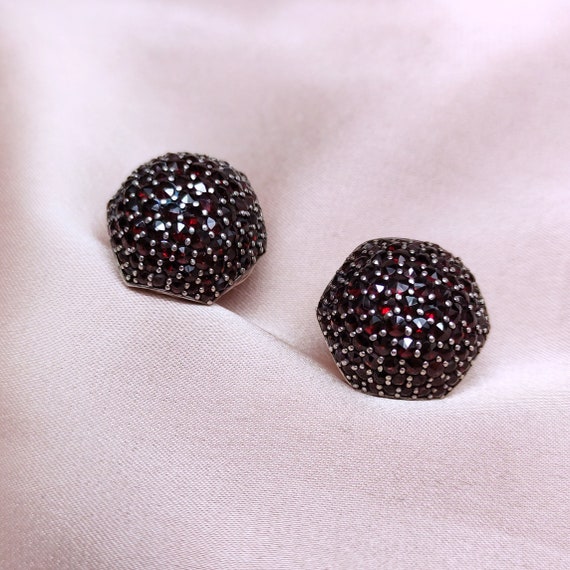 Sensual Garnet Raspberry Earrings Rose Gold Gilde… - image 1