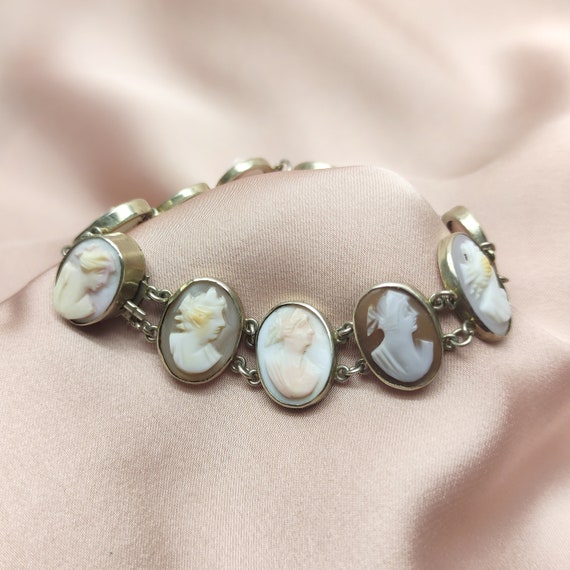 Victorian Grand Tour Hand Carved Shell Cameo Brac… - image 7