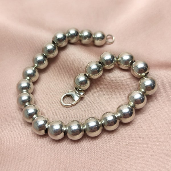 Elegant Adler Jewellers London Lightweight Designer Sterling Silver Balls Bracelet Minimalist Silver Pearl Bead Geometric Modernist Gift Her