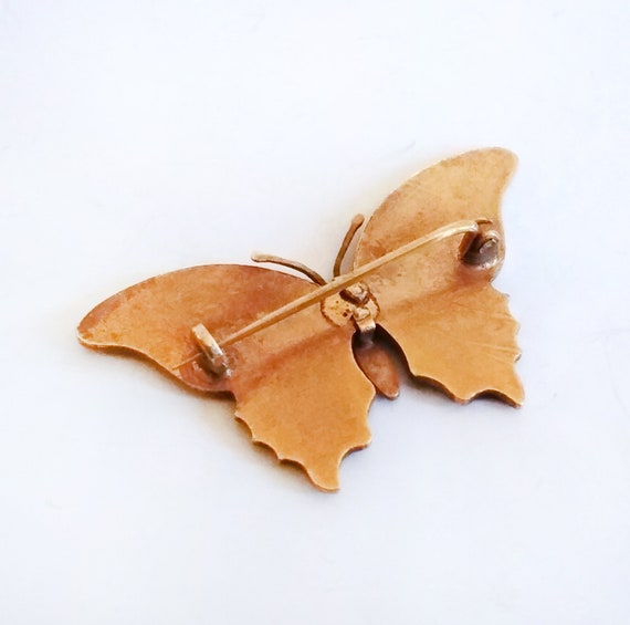 Art Deco Enamel Champleve Butterfly Brooch Antiqu… - image 5