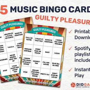 Musik Bingo – Schuldgefühle Thema - 25 herunterladbare Karten