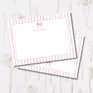 Papelería de lazo rosa personalizada / Baby Shower / Tarjetas de agradecimiento / Tarjetas de guardería / Tarjetas de niña