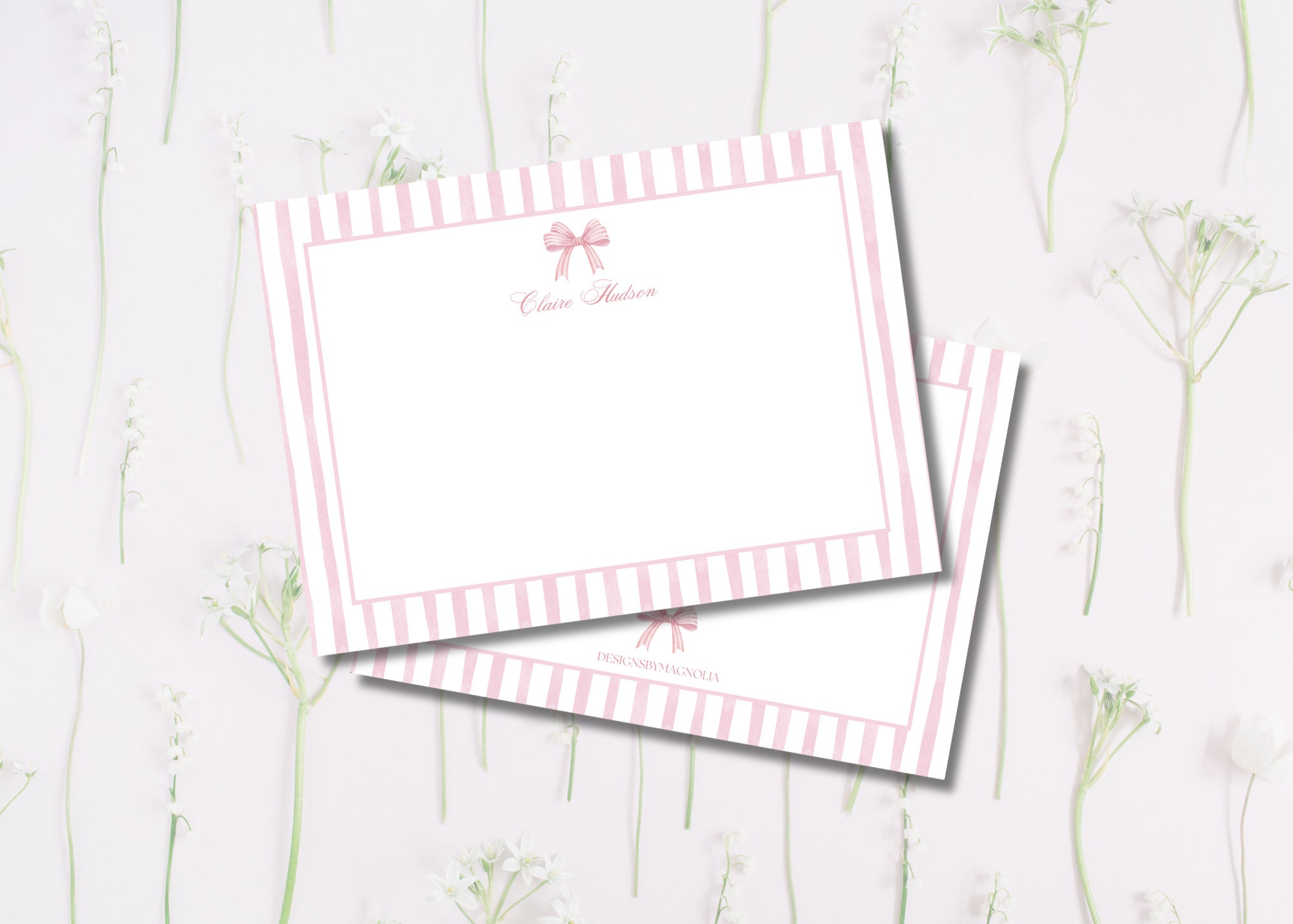 Personalized Pink Bow Stationery: Baby Shower Thank You Cards - Etsy