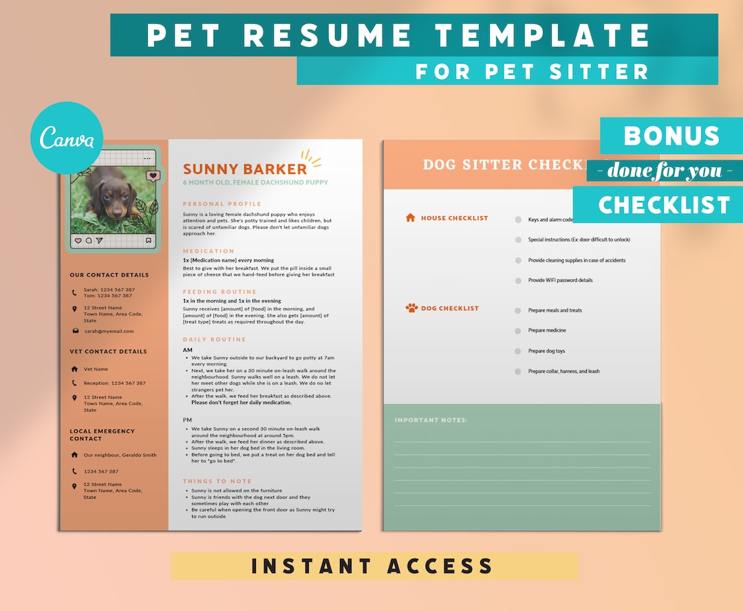 Dog Resume Template for Pet Sitter - Il 1080xN.3207843690 Kiza 