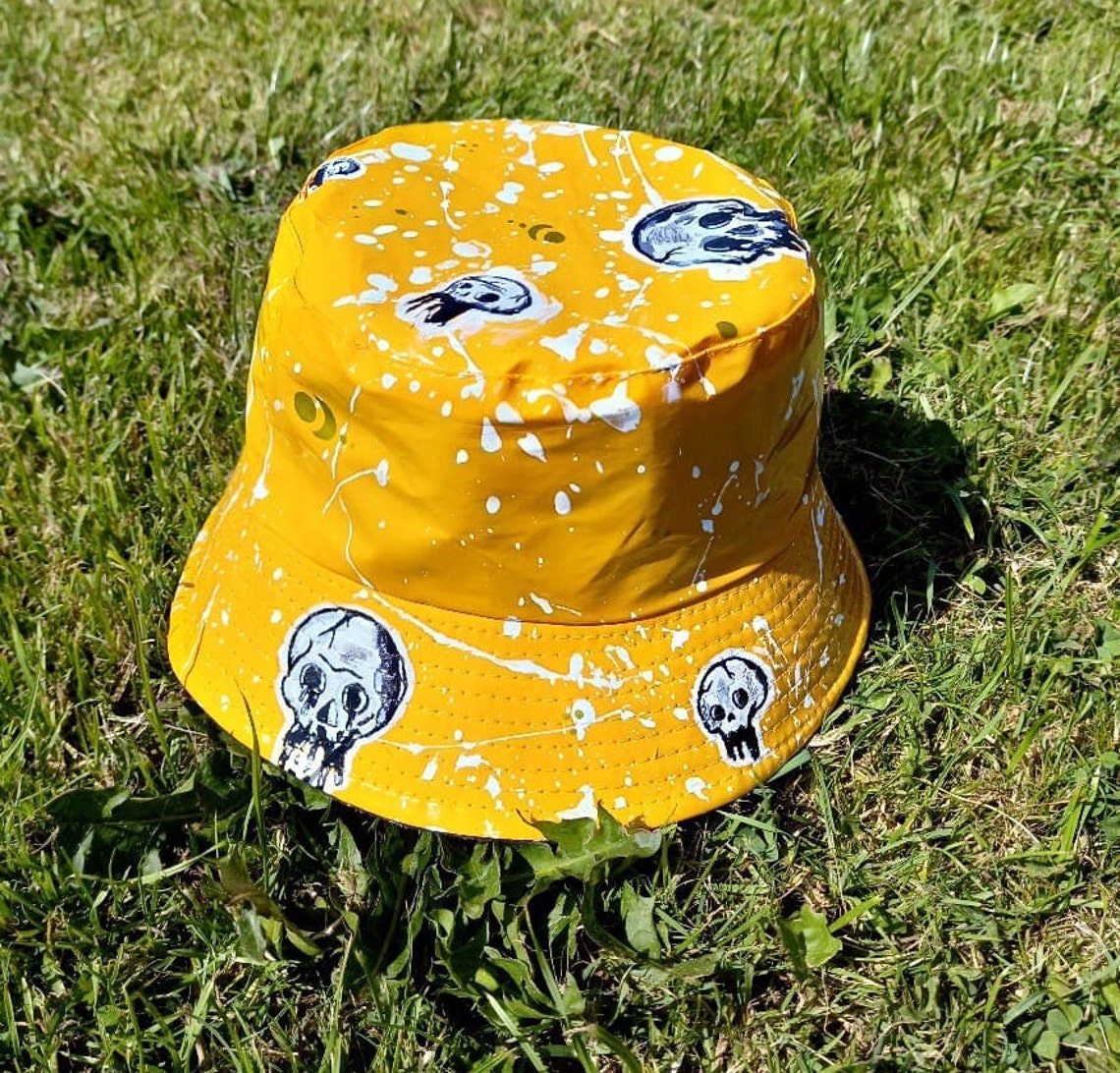 Goth Bucket Hat Skull Bucket Hat Handmade Handpainted | Etsy