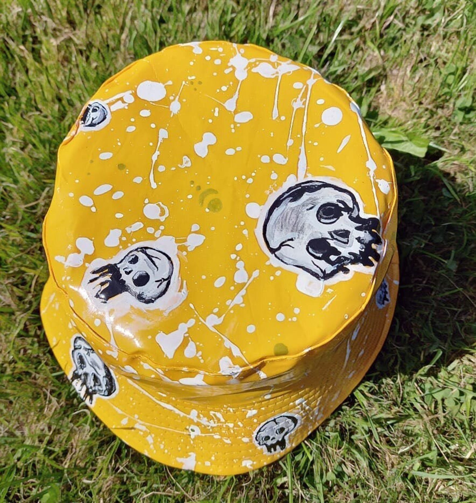 Goth Bucket Hat Skull Bucket Hat Handmade Handpainted | Etsy