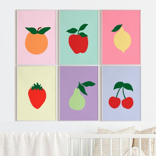 Cute Fruit Print Set of 3 Printable Nursery Wall Art Decor Etsy